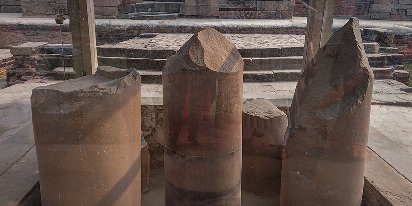 A picture of the historical Ashokan Pillar, a timeless symbol of India’s Buddhist heritage.