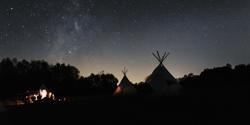 Image of the night camp in the Astropark for star gazing events