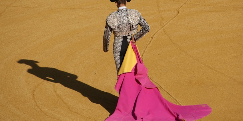 Man standing for a traditional bullfight that offers an amazing and memorable experience