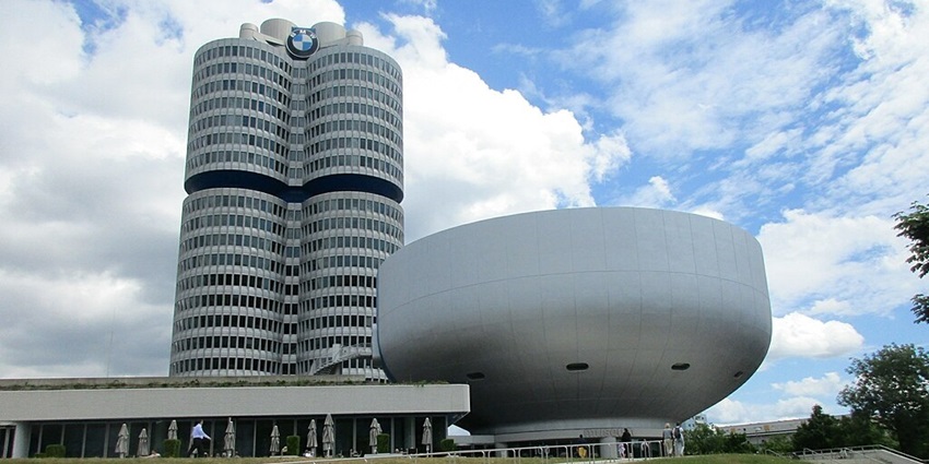 An image showing the BMW Museum in Munich, showcasing the brand's iconic history.