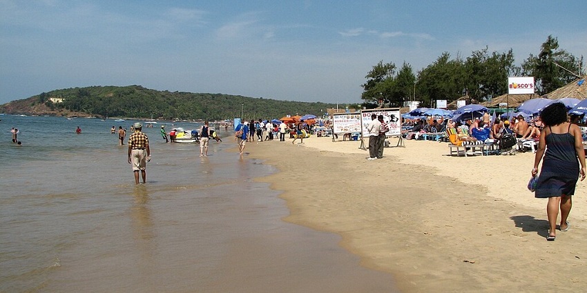 Huge crowd at Baga Beach, a very popular destination to enjoy.
