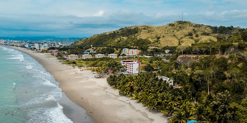 An aerial view of Bagno Elena Beach, one of the most visited beaches near Naples