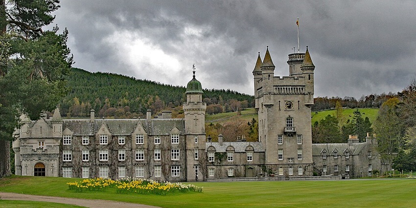 Historic Balmoral Castle royal residence with stunning gardens and grand architecture.