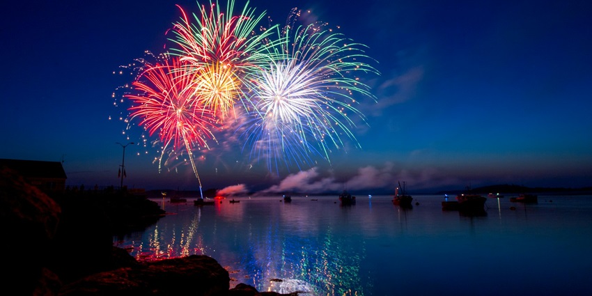One of the Barcelona Music Festivals: Fireworks at the Barcelona Beach Festival.