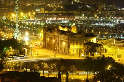 An amazing view of Barcelona nightlife from one of the restaurants