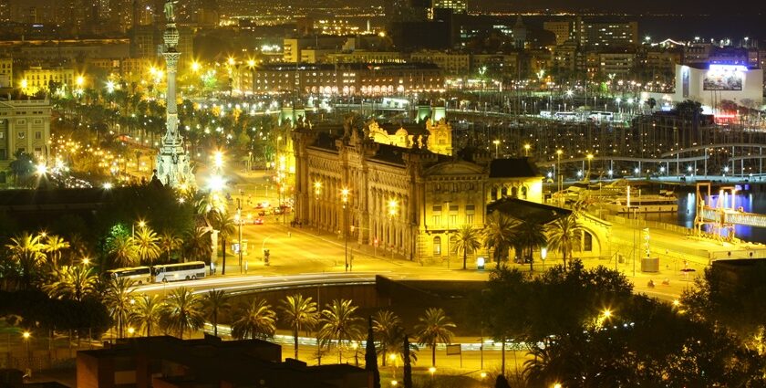 An amazing view of Barcelona nightlife from one of the restaurants