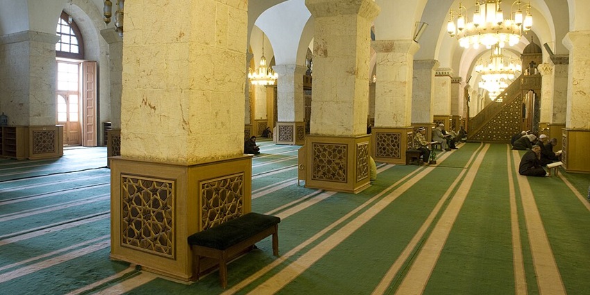 The prayer hall in one of the mosques in Italy