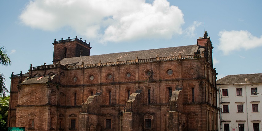 A side view of the Basilica of Bom Jesus, a UNESCO Heritage Site in Goa.