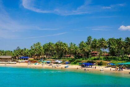 An image of a beach in Goa, one of the famous beaches in India with blue water.