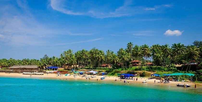 An image of a beach in Goa, one of the famous beaches in India with blue water.