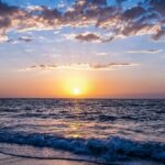 Stunning sunset witnessed at one of the serene and famous beaches near Naples, Italy