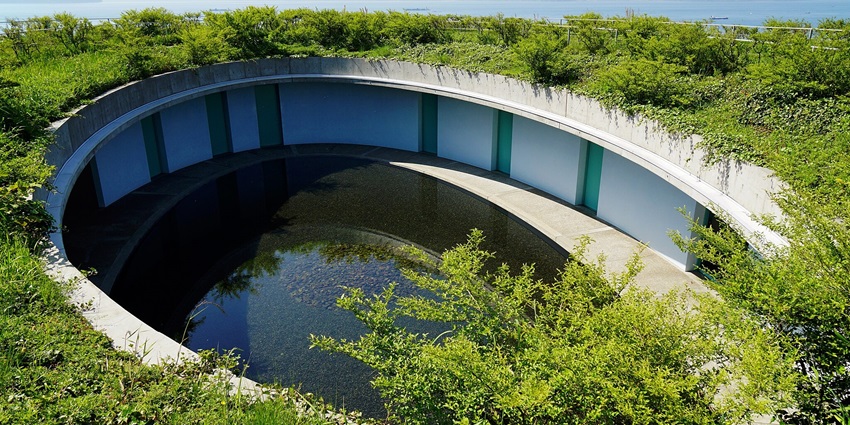 This oval house is an incredible fusion of a museum, hotel, and art installation on Naoshima Island.
