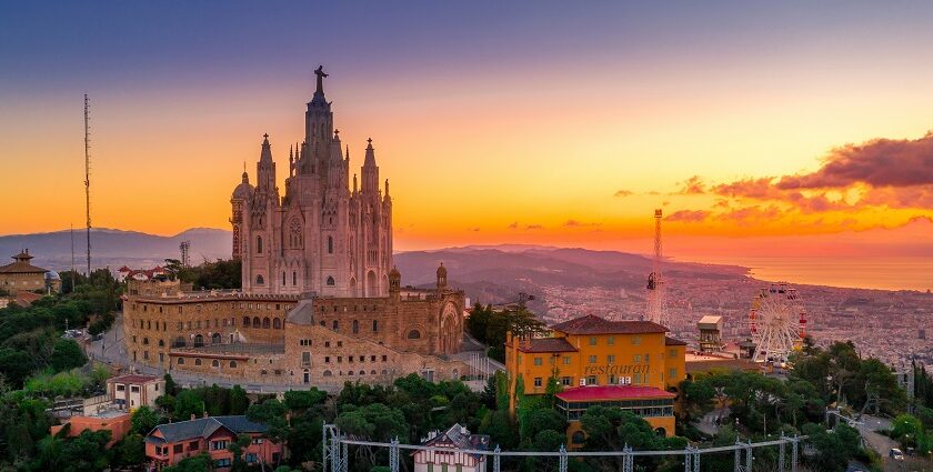 An aerial view of the city of Barcelona cathedral - best things to do in Barcelona in September