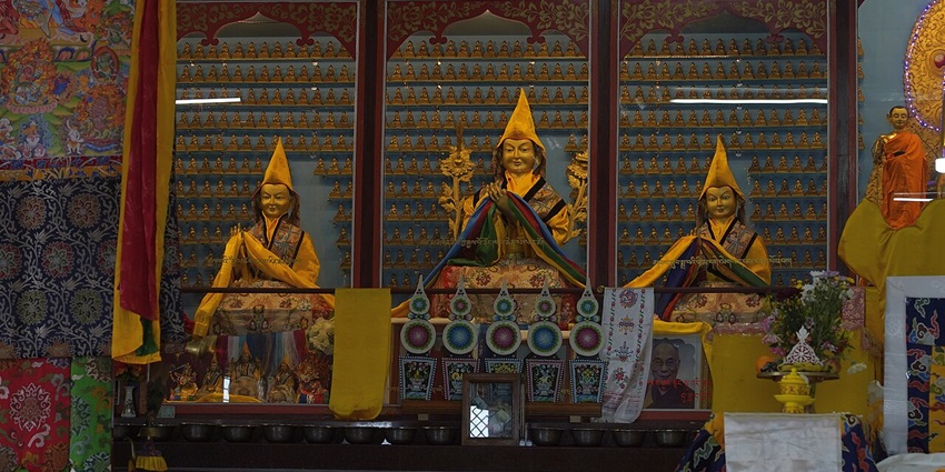 An image of the interiors of Sera Jey Dro-Phenling Monastery, Gangtok district, East Sikkim.