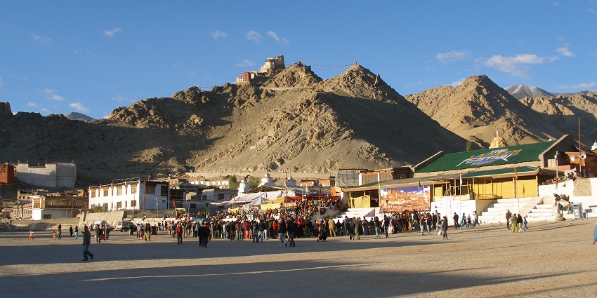Tourists exploring the region of Leh during one of the famous Ladakh festivals.