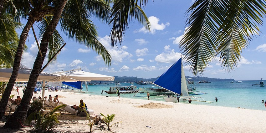 World-famous island known for white sand beaches, among the famous Philippines islands