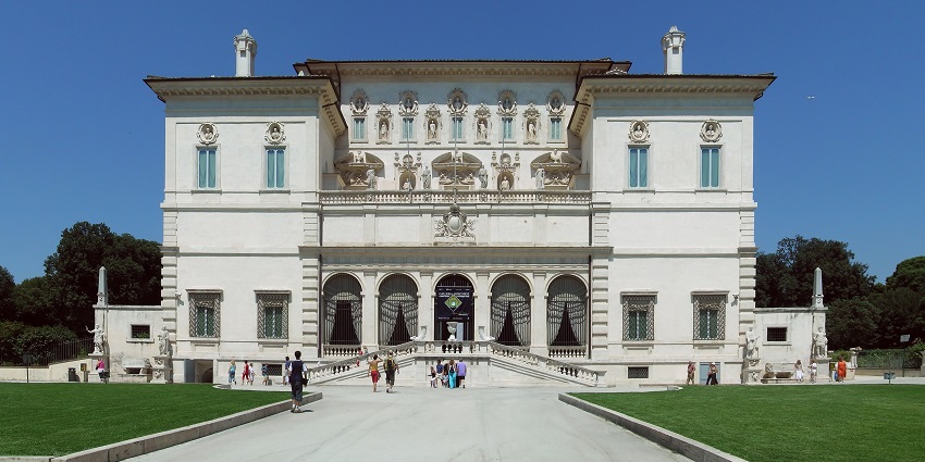 A captivating image of front yard the Borghese Gallery in Rome, a top museum in Rome