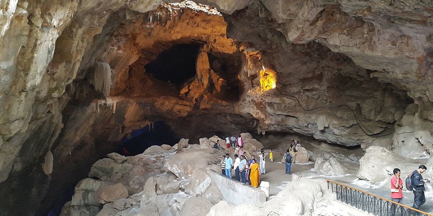 An image of the Borra Caves, one of the popular tourist attractions near Sileru Waterfalls.