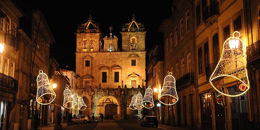 An aesthetically decorated street in Braga City known for heritage besides nightlife.