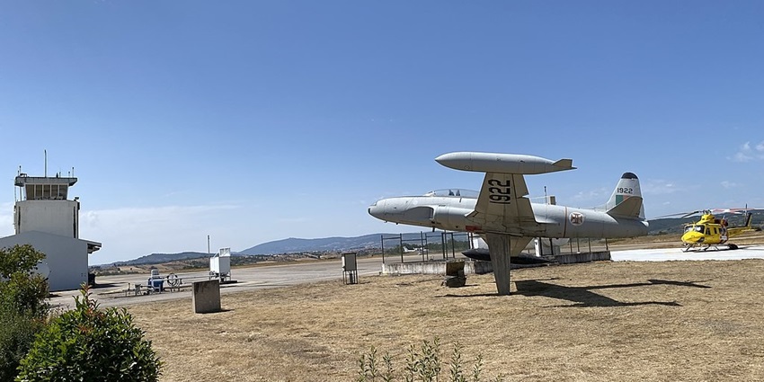 Image of Bragança Airport runway during day time view under picturesque clear blue sky