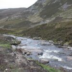 An image of Cairngorms National Park featuring mountains, forests and a flowing river