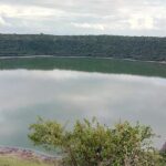 An expansive view of Lonar Lake, a caldera lake in Maharashtra’s Buldhana District.