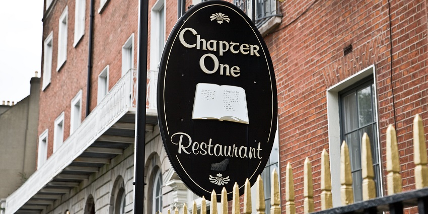 Image of Chapter One sign, one of the Best Restaurants For Valentine’s Day In Ireland.