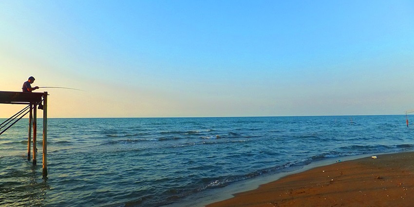 An image of the vast waters of the Caspian Sea, technically one of the deepest lakes in the world