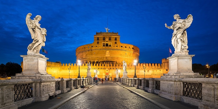 A pathway leading to Castel Sant’Angelo, one of the renowned tourist attractions.