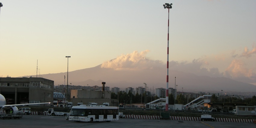 Image of Catania Fontanarossa Airport - amidst hill at the back and evening views