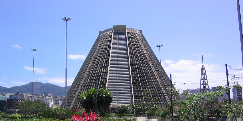 Unique, modern cathedral with breathtaking stained-glass windows.