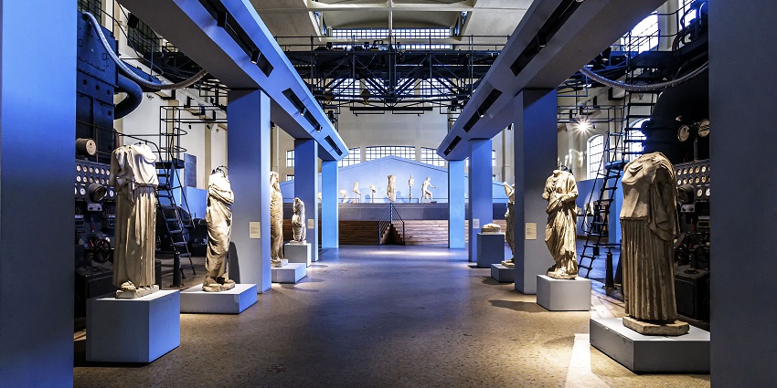 Centrale Montemartini in Rome, a museum blending classical sculptures with machinery.