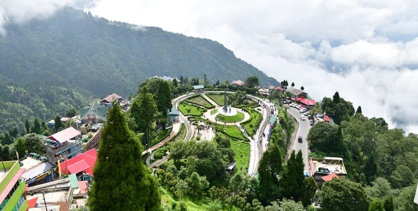 Image of the Batasia Loop in Darjeeling, one of the famous cold places to visit in India.