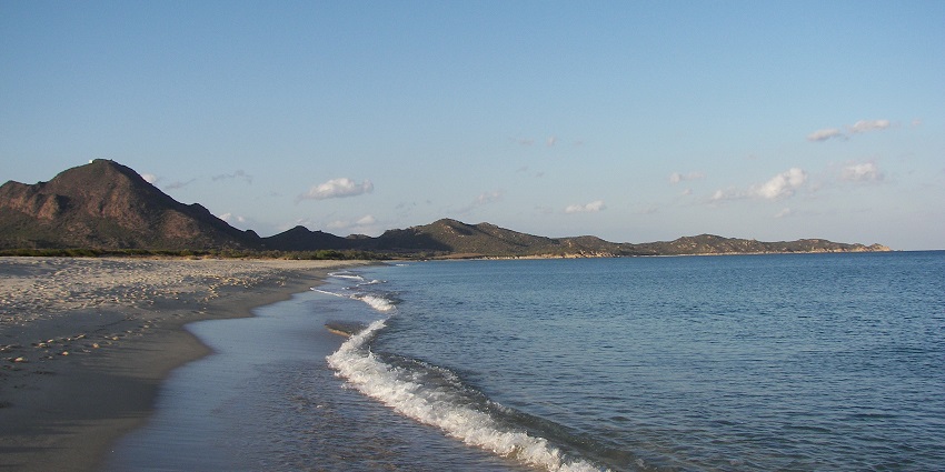 Clear waters at Costa Rei in the beautiful Italy and its sandy shores