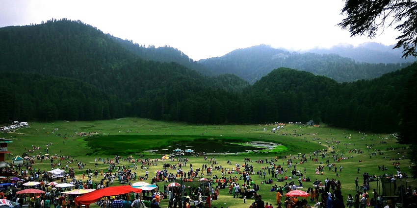 A stunning view of the surroundings of Khajjiar Lake in Dalhousie.