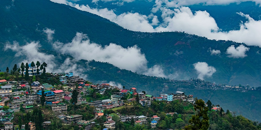 An image of the Rock Garden in Darjeeling, one of the best places to visit in May in India.