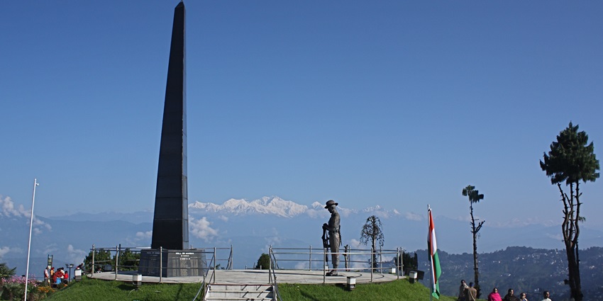 An image showing the Darjeeling War Memorial at Batasia Loop, a tribute to fallen soldiers