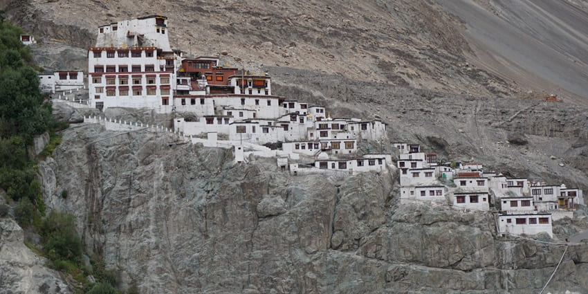 Diskit Monastery amidst the rugged terrains of Ladakh