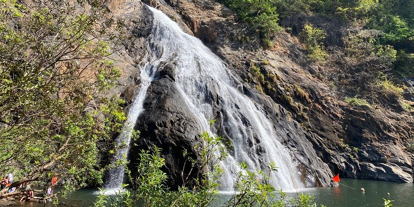 An image of the incredible Dudhsagar Falls, which is one of the most popular waterfalls in South India