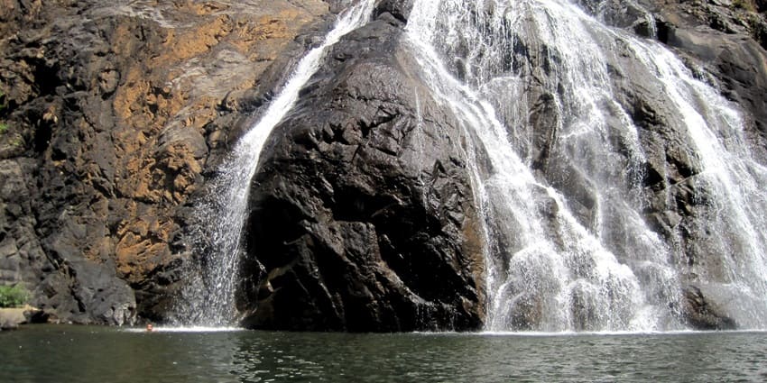 An image showing Dudhsagar Waterfalls in Goa considered among the best waterfalls in India