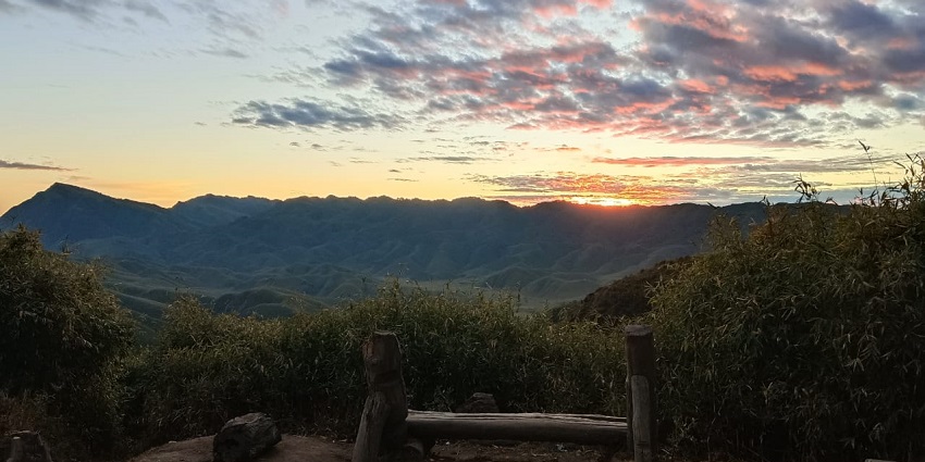 A stunning image of Dzukou Valley Trek in Nagaland-Manipur in evening during sunset