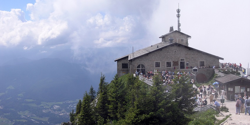 An image showing the historic Kehlsteinhaus on Obersalzberg, Bavaria, Germany, with stunning views.