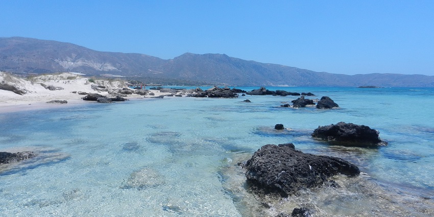 panoramic view of Elafonissi beach with clear blue water during day time view