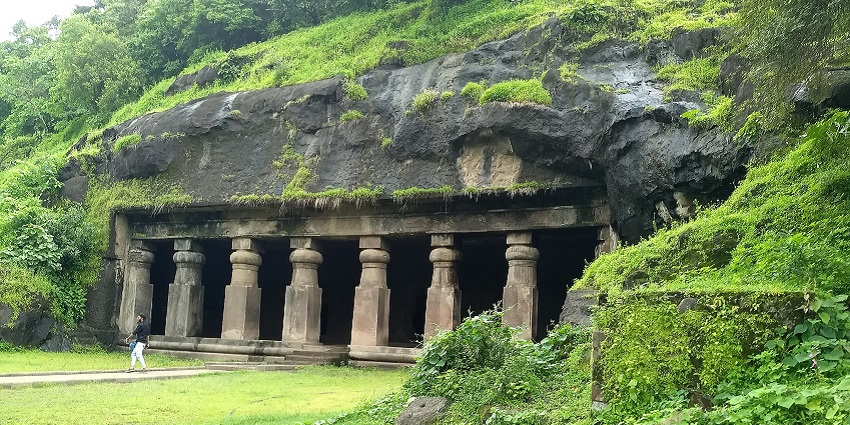 A picture of ancient rock-cut sculptures at Elephanta Caves near Kharghar