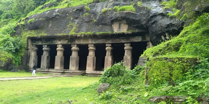 The Elephanta Caves where you have to take a ferry from Gateway of India to reach here