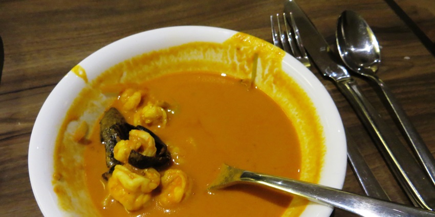 A bowl of mouth-watering Goan Prawn Curry, a famous food on Shigmotsav