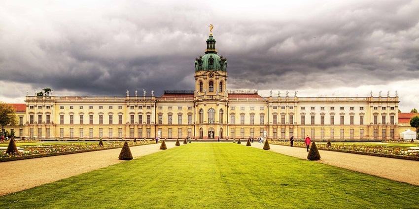An image showing Charlottenburg Palace, showcasing its majestic architecture and gardens
