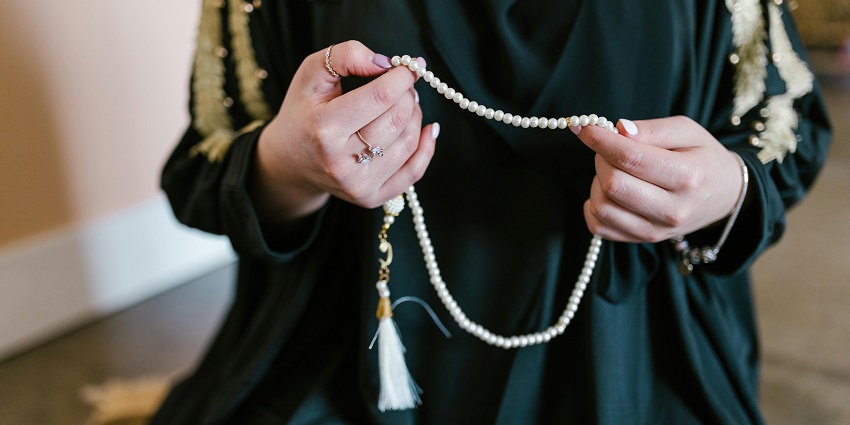 Tranquil and spiritual moment of personal reflection in a sacred religious setting.