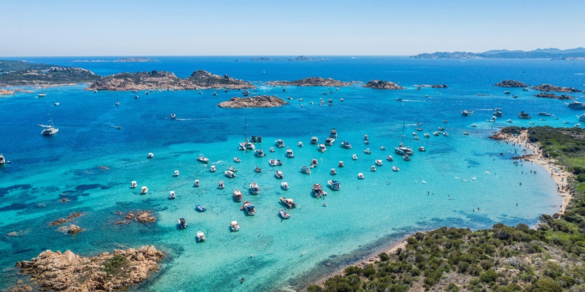 View of Sardinia which is the perfect island getaway with turquoise waters and beaches.