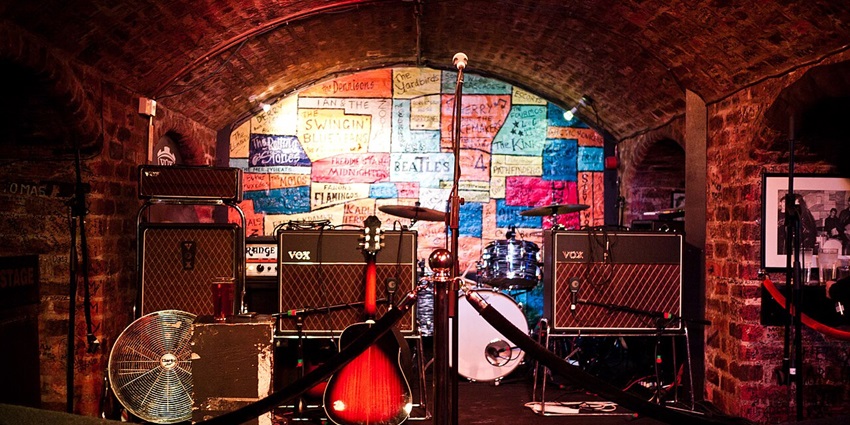 Iconic Cavern Club entrance in Liverpool, a historic music venue
